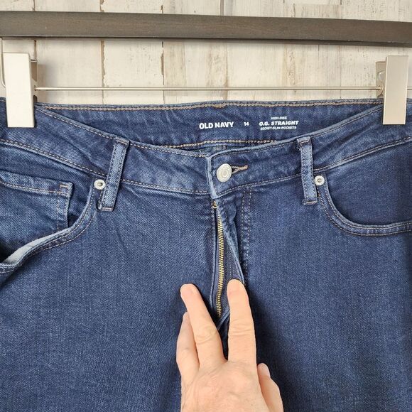 Old Navy High Rise O.G. Straight Denim Blue Jeans Size 14 - Picture 5 of 9